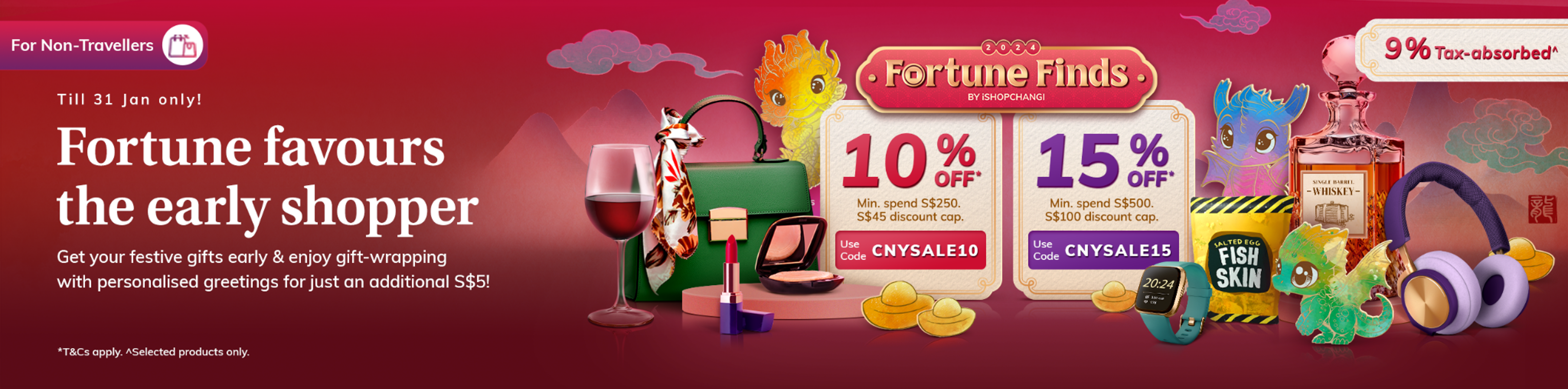 Usher in the auspicious Year of the Dragon with iShopChangi's spectacular Fortune Finds extravaganza.